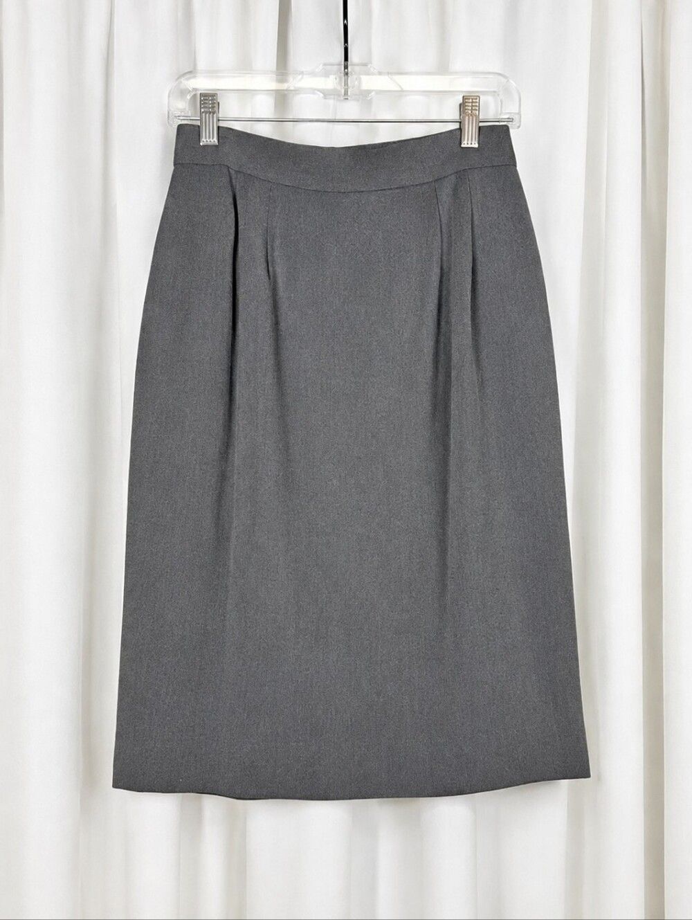 Vintage Bill Burns NY Graphite Gray Wool Silk Pleated A-line Career Wear Skirt